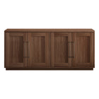 Hudson&Canal Tillman 68" Rectangular Buffet Table - Satin Walnut-Features 4 doors with two storage cabinets and adjustable shelves