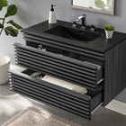 Modway Render 36" Wall-Mount Bathroom Vanity - Charcoal/Black-Walnut Grain Vanity