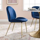 Modway Scoop Gold Stainless Steel Leg Performance Velvet Dining Chair - Navy-Performance Velvet Polyester Upholstery