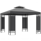 Outsunny 10 ft W x 10 ft L Canopy Gazebo - Double Roof Outdoor Gazebo - Dark Grey-Double-top design enhances air circulation, keeping the area cool