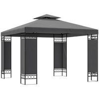 Outsunny 10 ft W x 10 ft L Canopy Gazebo - Double Roof Outdoor Gazebo - Dark Grey-Double-top design enhances air circulation, keeping the area cool