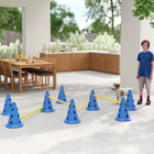 PawHut Portable Dog Agility Hurdle Cone Set with 8 Cones, 8 Poles and Carry Bag - Blue-Bag included for simple storage 