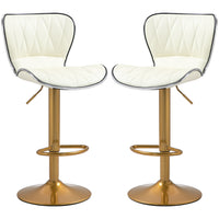 HOMCOM Adjustable Counter Height Swivel Bar Stools - Cream White - 2 Pack-Comes as a set of 2, perfect for coordinated room design
