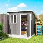 Outsunny 7' x 4' Outdoor Storage Shed with Window-Galvanized steel construction resists weathering and remains waterproof
