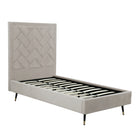 Manhattan Comfort Crosby 81.1" Modern Velvet Upholstered Twin-Size Bed - Greige-44.5" L x 81.1" W x 59.1" H