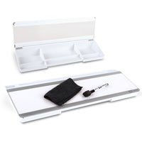 Quartet Flip-Top Glass Dry-Erase Desktop Pad - 18" x 6" - White Surface-ENHANCED ORGANIZATION: Maximize desk space by placing the angled pad between your keyboard and monitor.