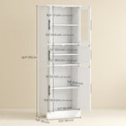 HOMCOM 67" Tall Bathroom Storage Cabinet with Six Doors - White-Glass doors display decor, making storage stylish and visible
