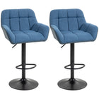 HOMCOM Adjustable Swivel Tufted Fabric Bar Stools - Dark Blue - 2 Pack-Comes in a set of 2 to create a matching look
