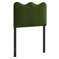 Modway Athena Stain-Resistant Performance Velvet Twin Size Headboard - Moss Green-Stain-Resistant Performance Velvet