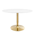 Modway Verne 48" Oval Dining Table - Gold White-Modern Dining Table