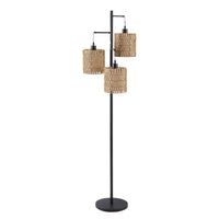 Monarch Specialties 9651 73"H Floor Lamp - Natural Rope, Black Metal-This 73"h floor lamp features a chic black metal frame paired with 3 natural rope shades, creating a stylish accent piece that effortlessly brightens your living room, bedroom, or office space