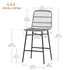 HOMCOM Counter Height Rattan Bar Stools with Back - Charcoal Grey - 2 Pack-Comfortable footrests relax your legs and promote good posture
