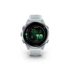 Garmin Forerunner 570 Smartwatch - 42mm - Cloud Blue Aluminum with Translucent Whitestone/Cloud Blue Band-MORNING REPORT & EVENING REPORT - Wake up to your morning report with an overview of sleep, recovery and training outlook alongside HRV status, training readiness and weather. Before you go to bed, you’ll get an evening report to better prepare for the next day with a reminder of sleep need, tomorrow’s workout, weather and events.