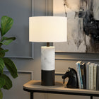 Hudson&Canal Liana 24" Tall Table Lamp with Fabric Shade - Marble/Black/White-Includes a 6 ft. cord with rotary socket switch