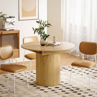 HOMCOM 43.5"-59" Convertible Round to Oval Farmhouse Extendable Table for 6-8 - Natural Wood Finish-Can be used as a dining table, computer desk or conference table