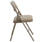 Flash Furniture HERCULES Series Curved Triple Braced & Double-Hinged Beige Vinyl Metal Folding Chair-1'' Thick Foam Padded Seat