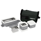 Pinnacle Pyramid Food Storage 4-Piece Lunch Set-Vacumn release knob, 4 clip side lock, stainless steel inner body, insulated bag