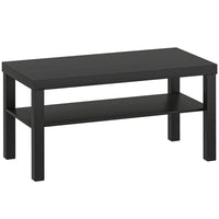 HOMCOM 2 Tier Coffee Table with Storage Shelf for Living Room - Black-Made of solid MDF with a veneered finish that is wear- and stain-resistant