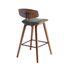 Armen Living Fox 25.5" Counter Height Mid-Century Modern Bar Stool in Grey Faux Leather & Walnut Wood-5