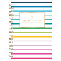 AT-A-GLANCE 2027 Emily Ley Simplified Small Weekly/ Monthly Planner - 8-1/2" x 6" - Happy Stripe - Bilingual-12 tabbed months: January - December 2027