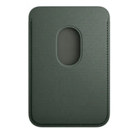 Apple FineWoven Wallet with MagSafe for iPhone - Evergreen-The wallet features strong built-in magnets that allow it to effortlessly snap into place on the back of your iPhone