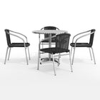 31.5'' Round Aluminum Indoor-Outdoor Table with 4 Black Rattan Chairs (TLH-ALUM-32RD-020BKCHR4-GG)-6