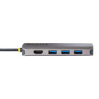 Startech USB C Multiport Adapter 4K 60Hz HDMI Video - 3 Port 5Gbps USB-A Hub - 100W USB Power Delivery Pass-Extra long cable: 12" (30 cm) attached cable for extended reach to reduce port/connector strain on 2-in-1 devices like Surface Pro 7/8, iPad Pro, HP Elite x2/laptops on riser stands; Ideal for on-the-go travel use in office, home office & shared work spaces