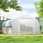 Outsunny Walk-in Greenhouse with Roll-up Mesh Sidewalls - 19.5' x 10' x 6.6' - Mesh layers exclude flying insects
 