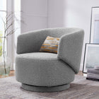 Modway Celestia Boucle Fabric Swivel Chair - Light Grey-360º Swivel Base