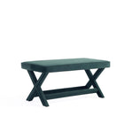 Manhattan Comfort Abigail 42.12" Mid-Century Modern Velvet Upholstered Ottoman Bench - Green-Mid-Century Modern Ottoman Perfect for Living Room and Bedroom Use