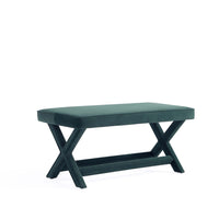 Manhattan Comfort Abigail 42.12" Mid-Century Modern Velvet Upholstered Ottoman Bench - Green-Mid-Century Modern Ottoman Perfect for Living Room and Bedroom Use