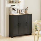 HOMCOM Modern 35.4" L Buffet Cabinet with Storage - Black-Shaker doors with natural top for simple decor