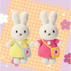 Just Dutch Miffy Handmade Bunny Plush Toy - Pastel Yellow Dress with Blue Flower Bag-Expertly crafted by talented artisans using 100 percent high-quality soft cotton yarn for a premium touch