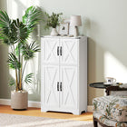 HOMCOM 23.6" L Farmhouse Kitchen Pantry Cabinet - White Wood Grain-Anti-tipping kit enhances stability and security