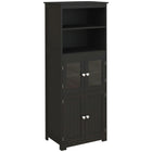HOMCOM 63" H Buffet Cabinet with Hutch and Adjustable Shelf - Black-Two-level shelving and two-door cabinets with internal shelves for display and storage of food boxes or plates 