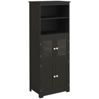 HOMCOM 63" H Buffet Cabinet with Hutch and Adjustable Shelf - Black-Two-level shelving and two-door cabinets with internal shelves for display and storage of food boxes or plates 