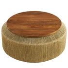 Modway Maris Seagrass and Wood Coffee Table - Walnut Natural-Adjustable Levelers for Stability