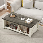 HOMCOM Farmhouse Coffee Table with Storage Shelf for Living Room - White-Colour: Distressed Grey, Distressed White