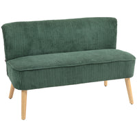 HOMCOM 46" Loveseat Sofa with Wood Legs - Green-Soft corduroy fabric resists wrinkles and deformation