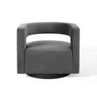 Modway Spin Cutaway Performance Velvet Swivel Armchair - Grey-Chair Weight Capacity: 300 lb