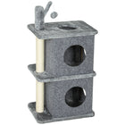 PawHut 31.5" Cat Tower with Two Condos - Grey-Multi-level design with platforms and condos, great for exploring and resting 