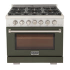 Kucht 36" KFX-X Series Pro Style Natural Gas Range - Stainless Steel/Olive Green-Rocket power burner 21 000 btu for rapid searing