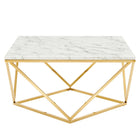 Modway Vertex Gold Metal Stainless Steel Coffee Table - Gold White-Geometric Coffee Table