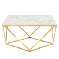 Modway Vertex Gold Metal Stainless Steel Coffee Table - Gold White-Geometric Coffee Table
