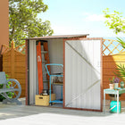 Outsunny 3' x 3' Lean-to Garden Storage Shed - Teak-Sloped roof to prevent water build-up    
