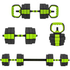 Soozier 4-in-1 Adjustable Dumbbell Set - 66 lb Free Weights Set - Green-66 lb. (30 kg) 4-in-1 set: dumbbells, barbells, kettlebells and push-up stands 