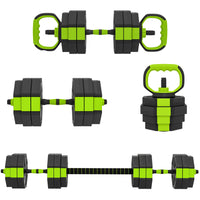 Soozier 4-in-1 Adjustable Dumbbell Set - 66 lb Free Weights Set - Green-66 lb. (30 kg) 4-in-1 set: dumbbells, barbells, kettlebells and push-up stands 
