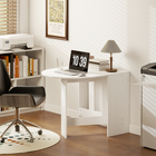 HOMCOM Oval Drop Leaf Space-Saving Folding Dining Table for 4-6 - Distressed White-Quality alloy steel hinges and control pins under the top provide strong support