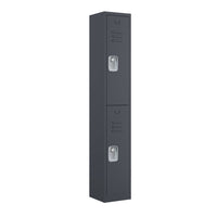 Ceha RH Series 2-Tier Locker with Louver Vents and Recessed handle - Bank of 1 - Graphite Grey-Durable, commercial-grade steel construction with powder-coated finish