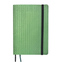 Hilroy Embossed Weave Journal - 4" x 6" - Lined - 96 Sheets - Forest Green-Premium PU hard cover with elegant green embossed woven texture